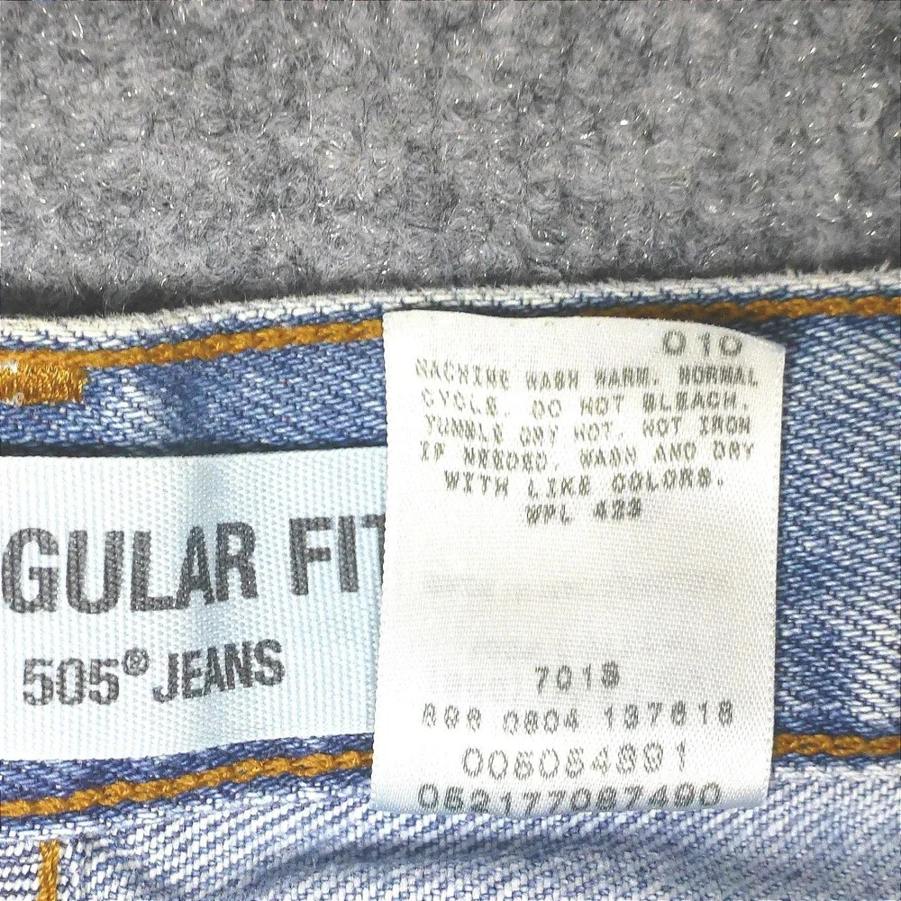 Y2K Levis 505 Regular Fit Jeans Mens 34x36 Light Wash Straight Leg Denim Cotton